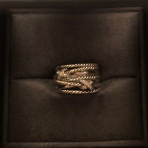 David Yurman Double X Crossover Ring w/ Diamonds